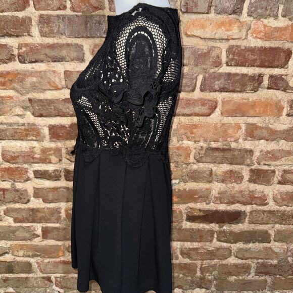 Lac Bleu Women’s Black Mesh Lace Skort Mini Sheer Sz M Boho Goth Western - Picture 5 of 11